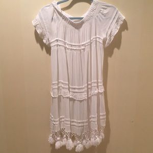 White mini tassel dress